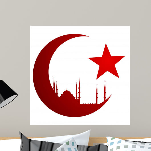 Crescent Moon with Mosque Wall Decal