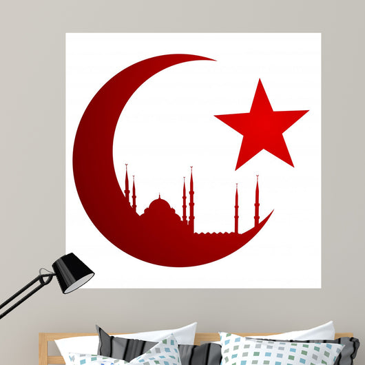 Crescent Moon with Mosque Wall Decal