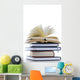 bücherstapel with open book 