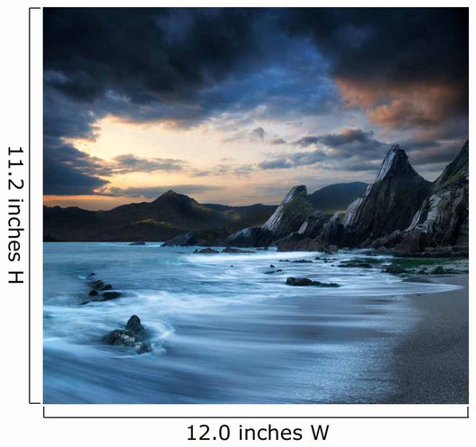 Beautiful landscape of mountains and sea at sunset 