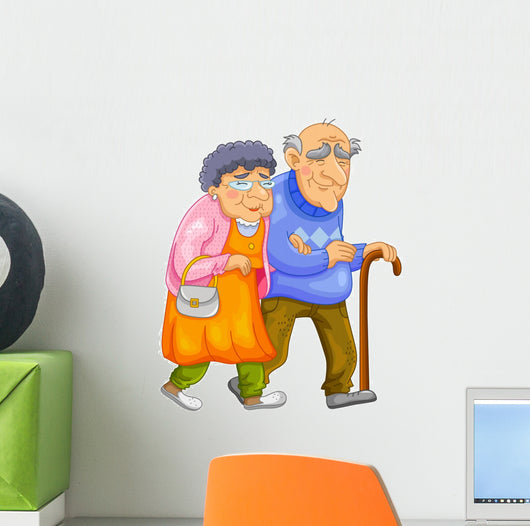 happy old couple Wall Decal