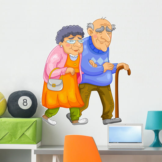 happy old couple Wall Decal