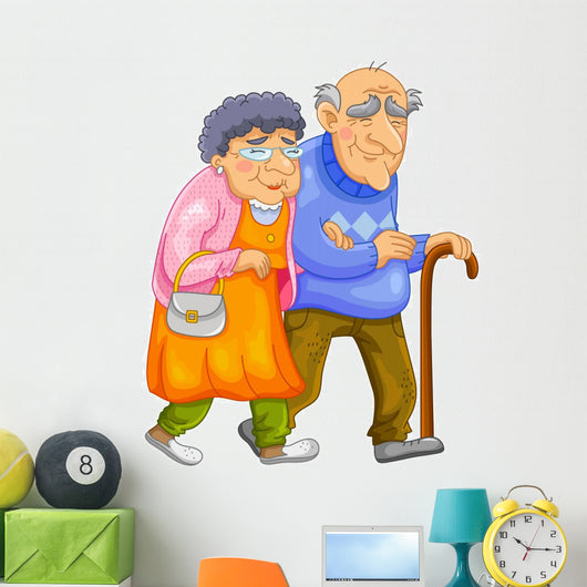 happy old couple Wall Decal