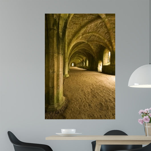 Vaulted ceilings in Fountains Abbey in North Yorkshire 