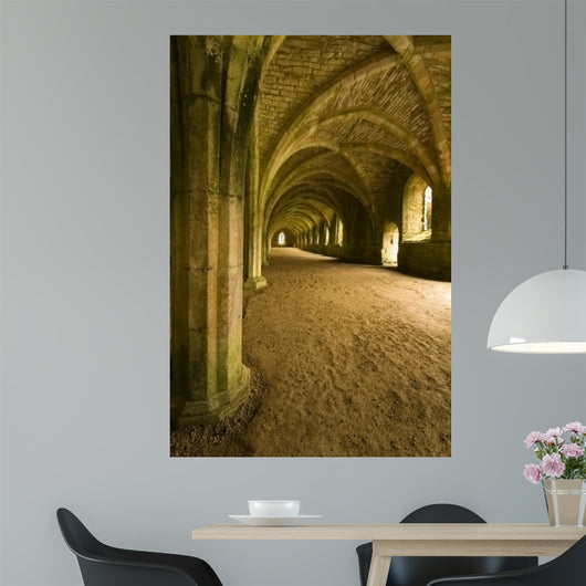 Vaulted ceilings in Fountains Abbey in North Yorkshire 