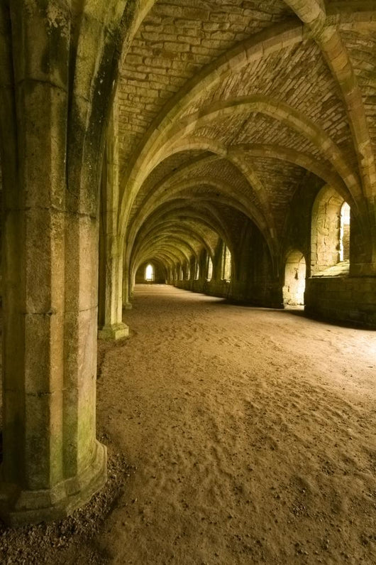 Vaulted ceilings in Fountains Abbey in North Yorkshire 