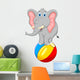 elephant cartoon standing on a ball Wall Decal