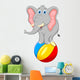 elephant cartoon standing on a ball Wall Decal