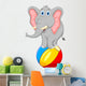 elephant cartoon standing on a ball Wall Decal
