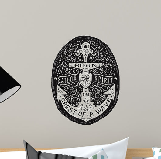 Vintage Hand Drawn Flourish Anchor Badge 