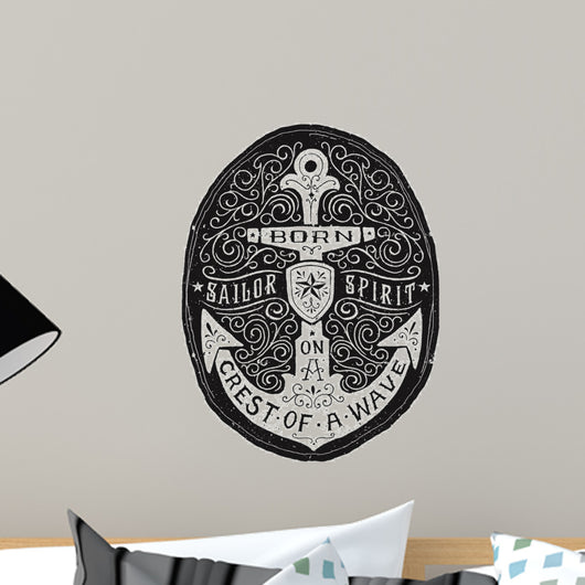 Vintage Hand Drawn Flourish Anchor Badge 