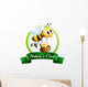 A label with a bee holding a pot Wall Decal