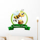 A label with a bee holding a pot Wall Decal
