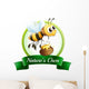 A label with a bee holding a pot Wall Decal