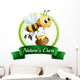 A label with a bee holding a pot Wall Decal