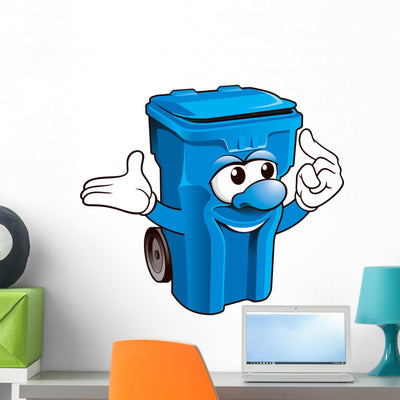 Wheelie Bin Wall Decal shown on a wall