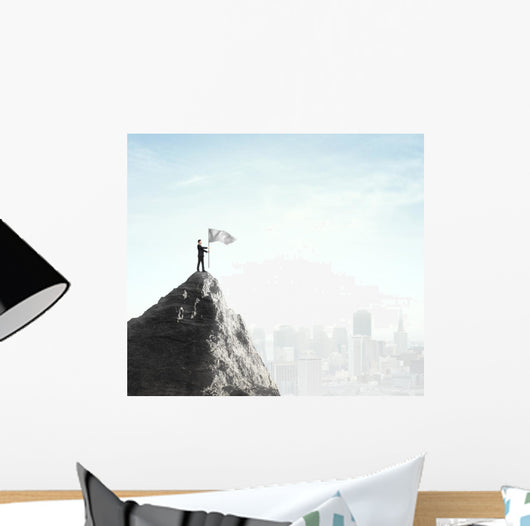 businessman standing with flag Wall Mural