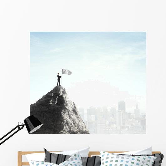 businessman standing with flag Wall Mural