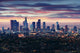 City of Los Angeles California at sunset with light trails 