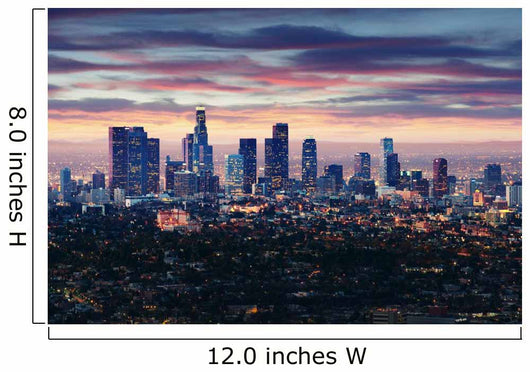 City of Los Angeles California at sunset with light trails 