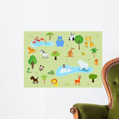 Zoo Wall Decal shown on a wall