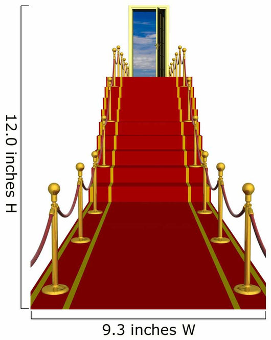 Red carpet path on a ladder with an open door against clouds Wall Decal