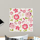 Seamless pattern with flowers and butterfly. Cute seamless. Wall Mural