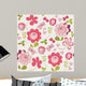 Seamless pattern with flowers and butterfly. Cute seamless. Wall Mural