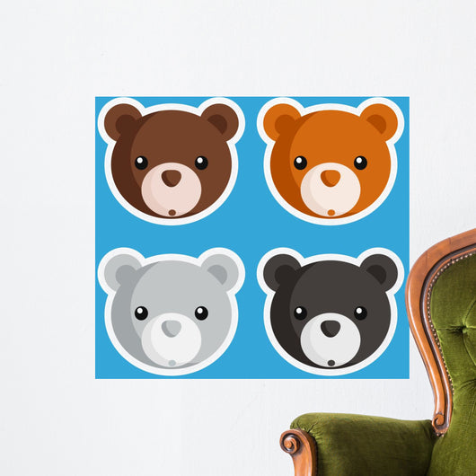 Set of cute baby bear icons Wall Decal