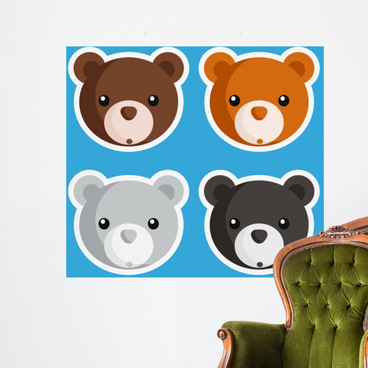 Set of cute baby bear icons Wall Decal