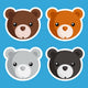 Set of cute baby bear icons Wall Decal