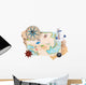Treasure map with sea accessories, isolated on white Wall Mural