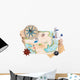 Treasure map with sea accessories, isolated on white Wall Mural