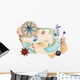 Treasure map with sea accessories, isolated on white Wall Mural