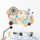 Treasure map with sea accessories, isolated on white Wall Mural