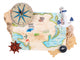 Treasure map with sea accessories, isolated on white Wall Mural