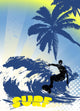 surfer silhouette on grunge background 