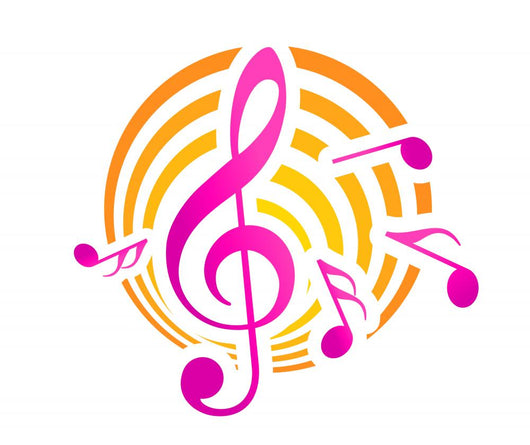 Music themed motif in yellow and pink 