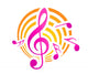 Music themed motif in yellow and pink 