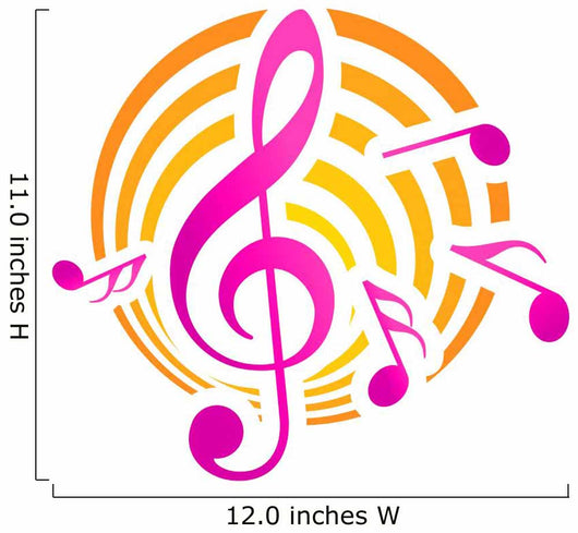 Music themed motif in yellow and pink 