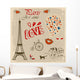 vintage card of Paris Wall Mural