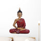 Buddha Figurine Isolated on White in Red with Gold 
