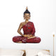 Buddha Figurine Isolated on White in Red with Gold 