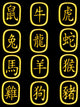 Golden Chinese Zodiac on a Black Background Wall Mural