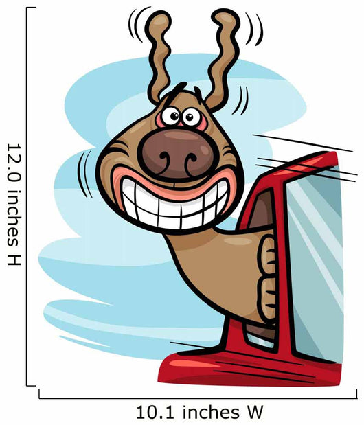 dog in car cartoon illustration 