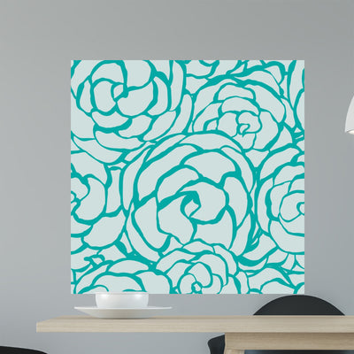 Seamless Floral Monochrome Roses Wall Decal shown on a wall