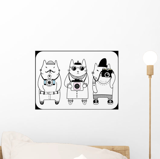cute hipster cats Wall Mural