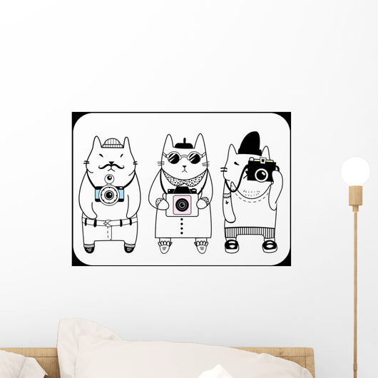 cute hipster cats Wall Mural
