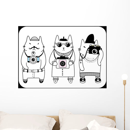 cute hipster cats Wall Mural
