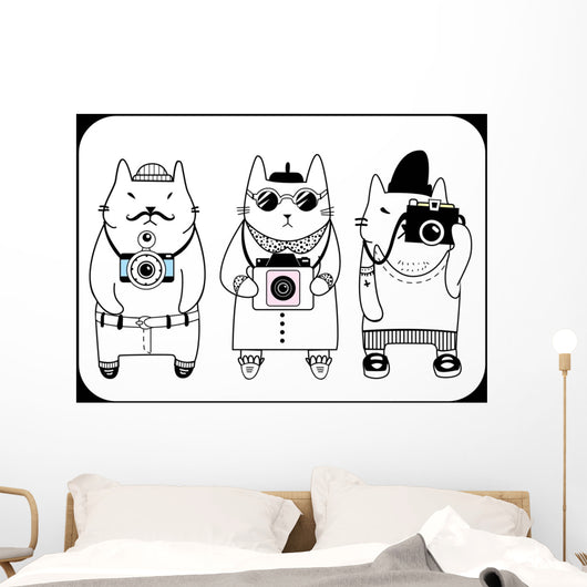 cute hipster cats Wall Mural